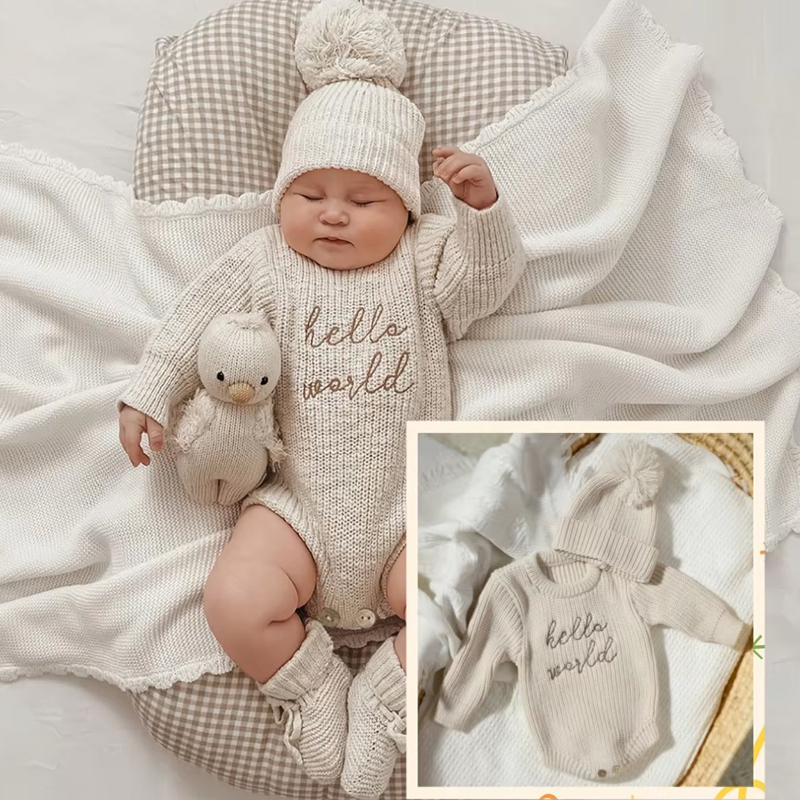 Baby Clothing Brands - Ylsteed Hello World-Pelele tejido para fotografía